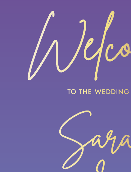 Purple Welcome Sign – Personalised Wedding Entrance Sign - Image 2