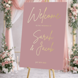 rose pink wedding sign
