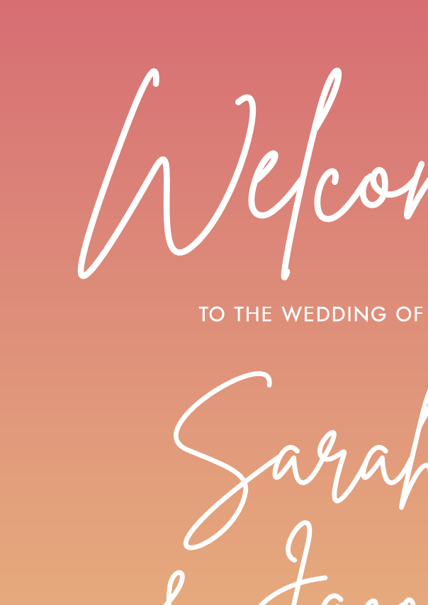 Coral Welcome Sign – Personalised Ombré Wedding Welcome Board - Image 2