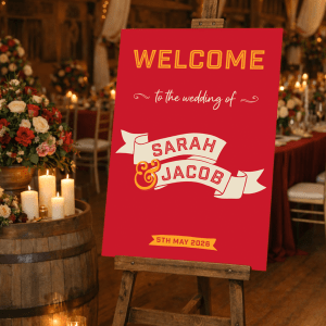 Red Retro Vintage-Inspired Wedding Sign