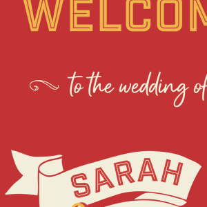 Red Retro Vintage-Inspired Wedding welcome Sign