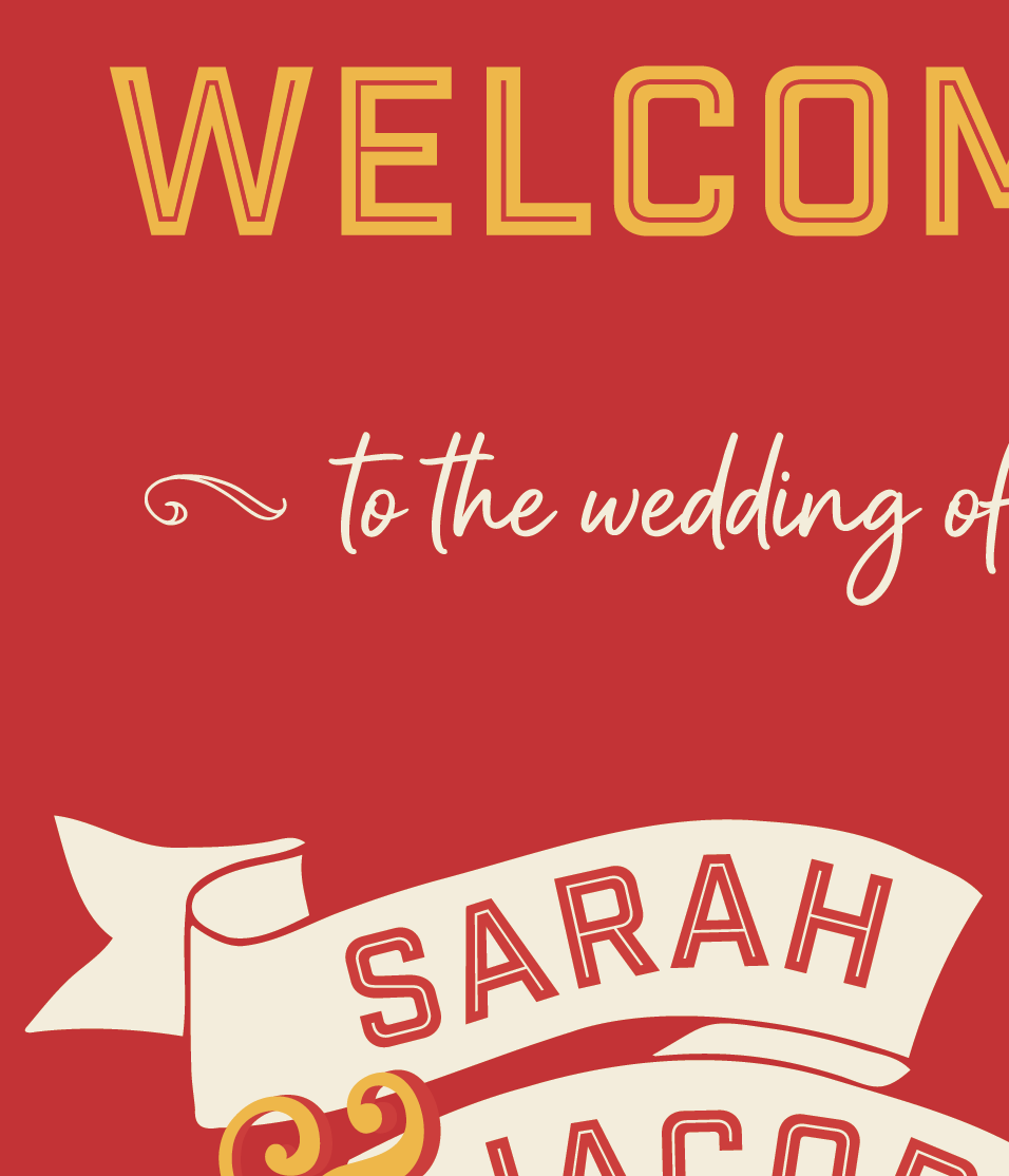Red Retro Vintage-Inspired Wedding welcome Sign
