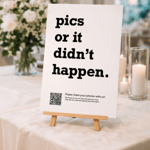 custom wedding photo upload QR sign
