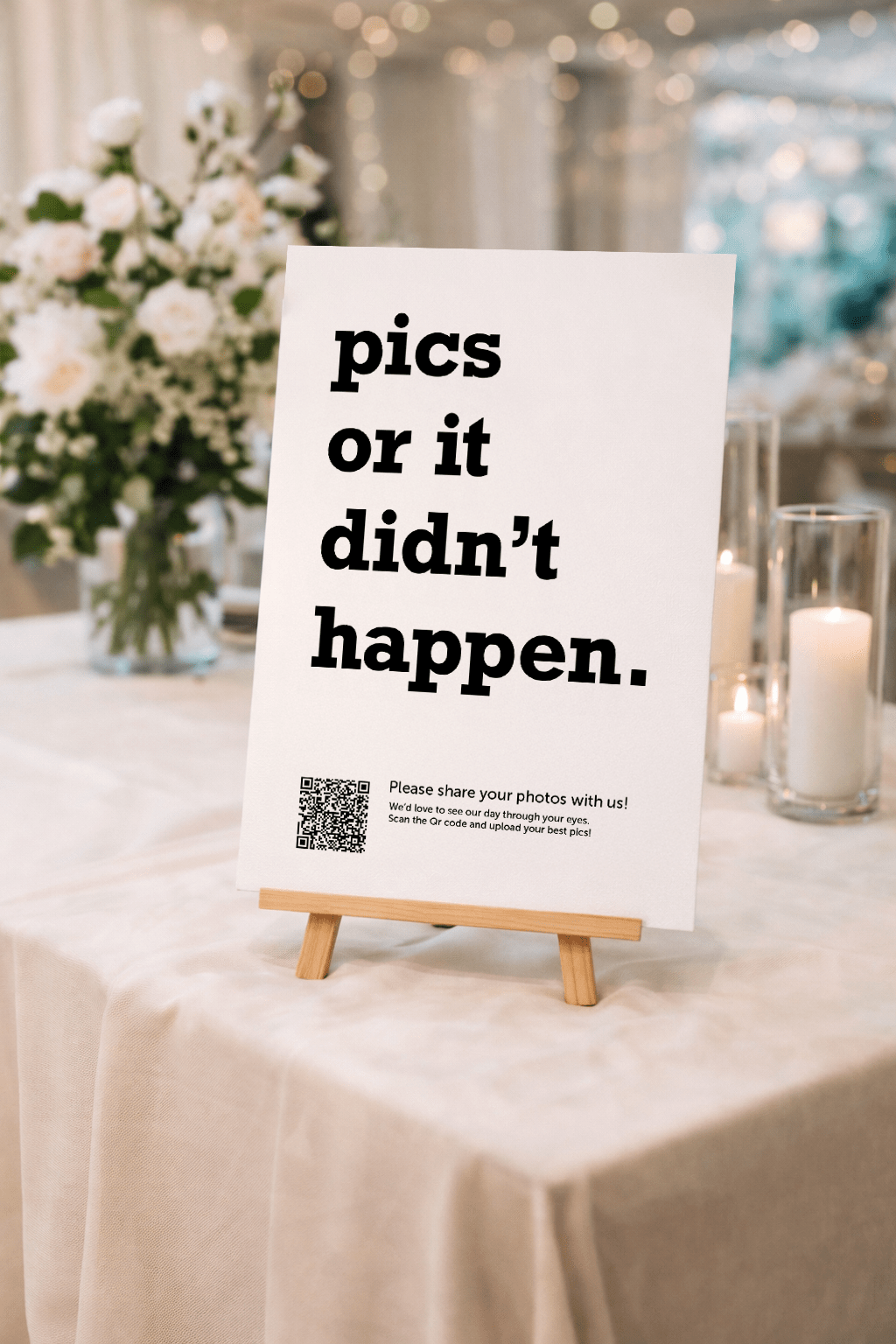 custom wedding photo upload QR sign