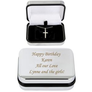 personalised sterling silver cross gift boxed