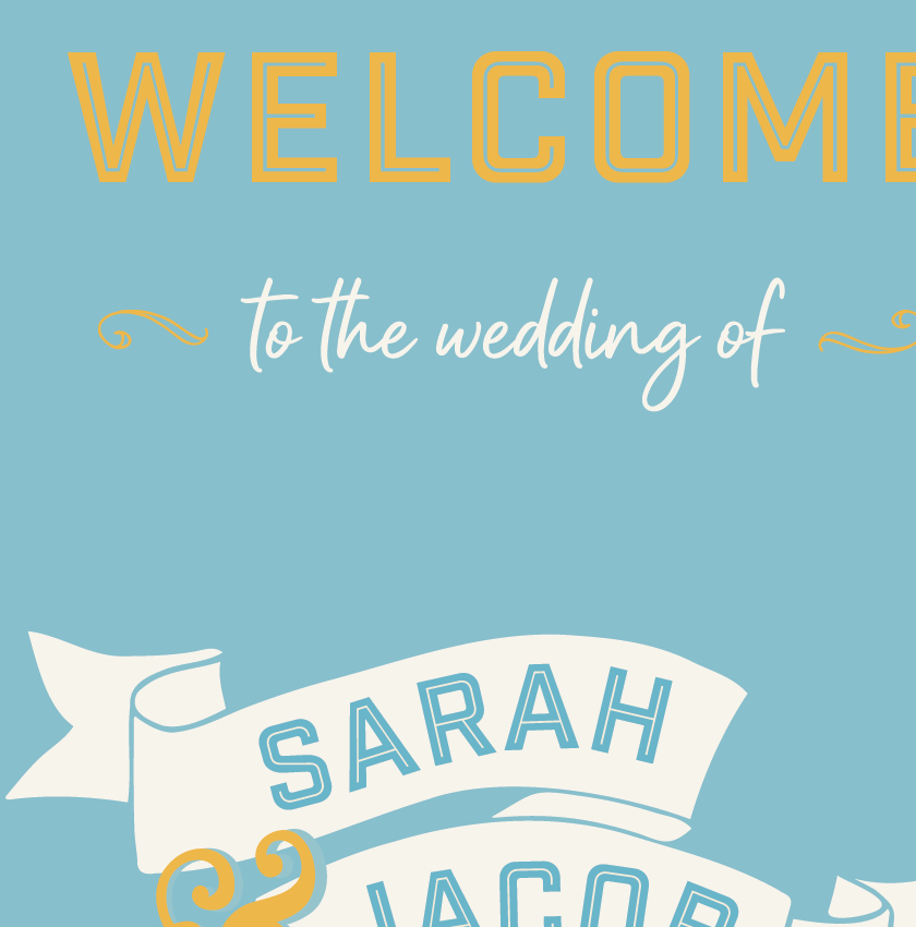 retro wedding sign