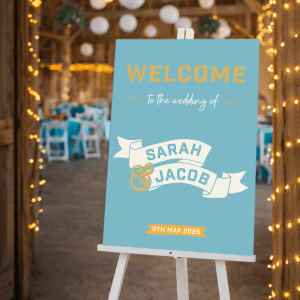retro wedding welcome sign