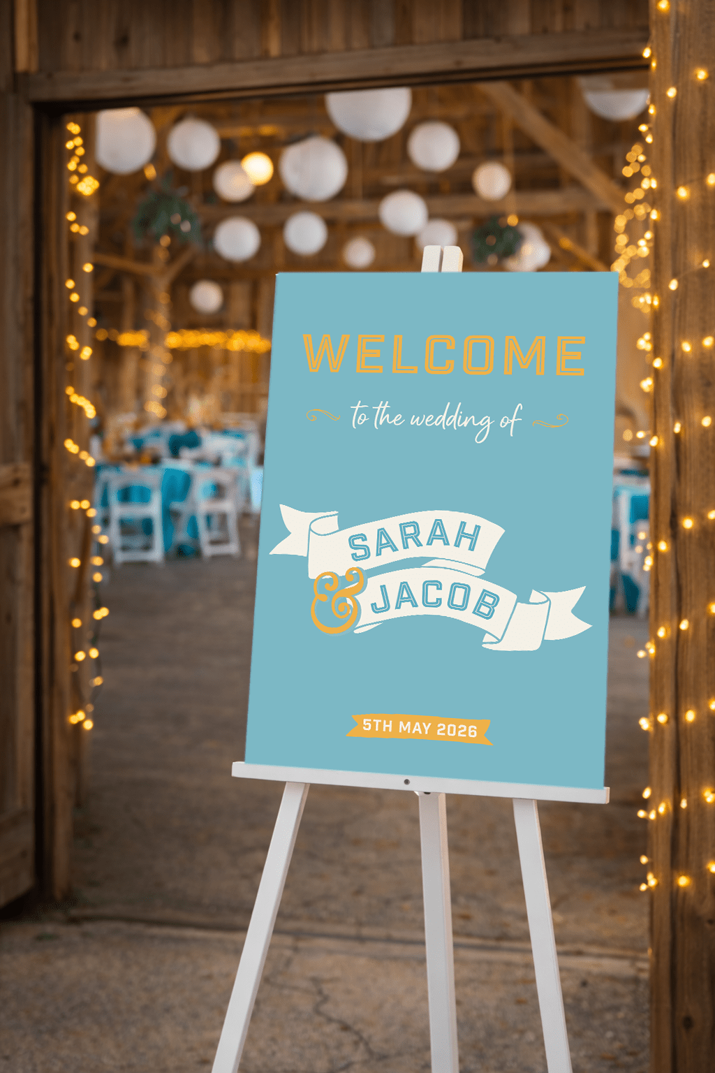 retro wedding welcome sign