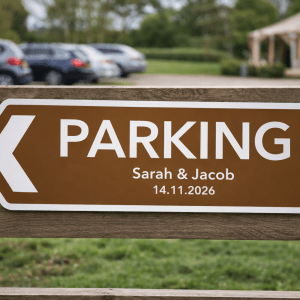 wedding parking road sign