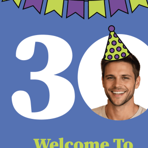 30th birthday board blue theme