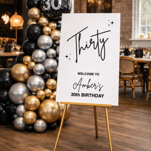30th birthday party entrance sign