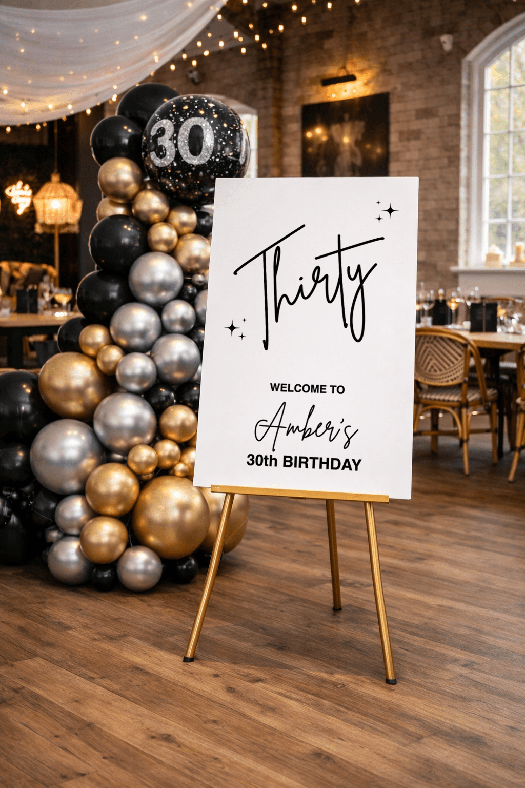 30th birthday party entrance sign