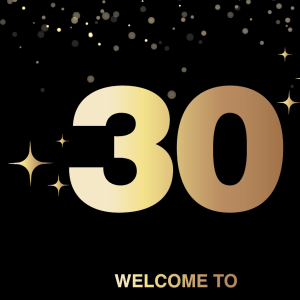 3oth Birthday board Black and Gold