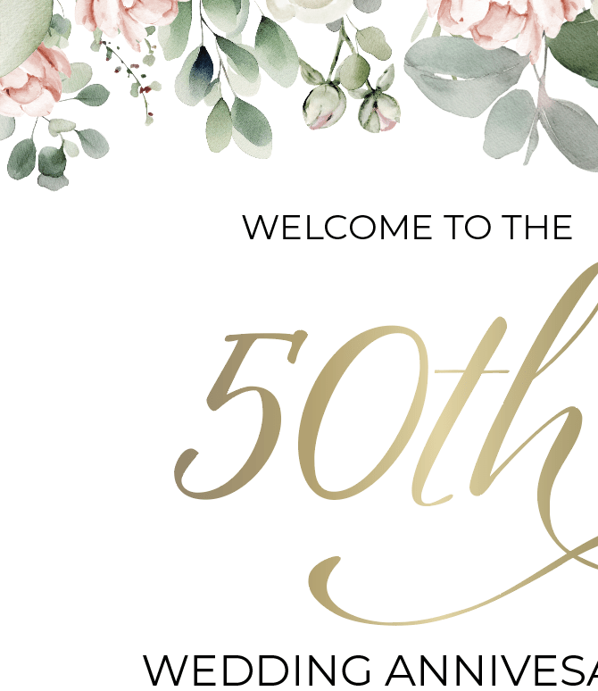 50th Anniversary Party Entrance Sign Personalised Welcome Board - Image 2