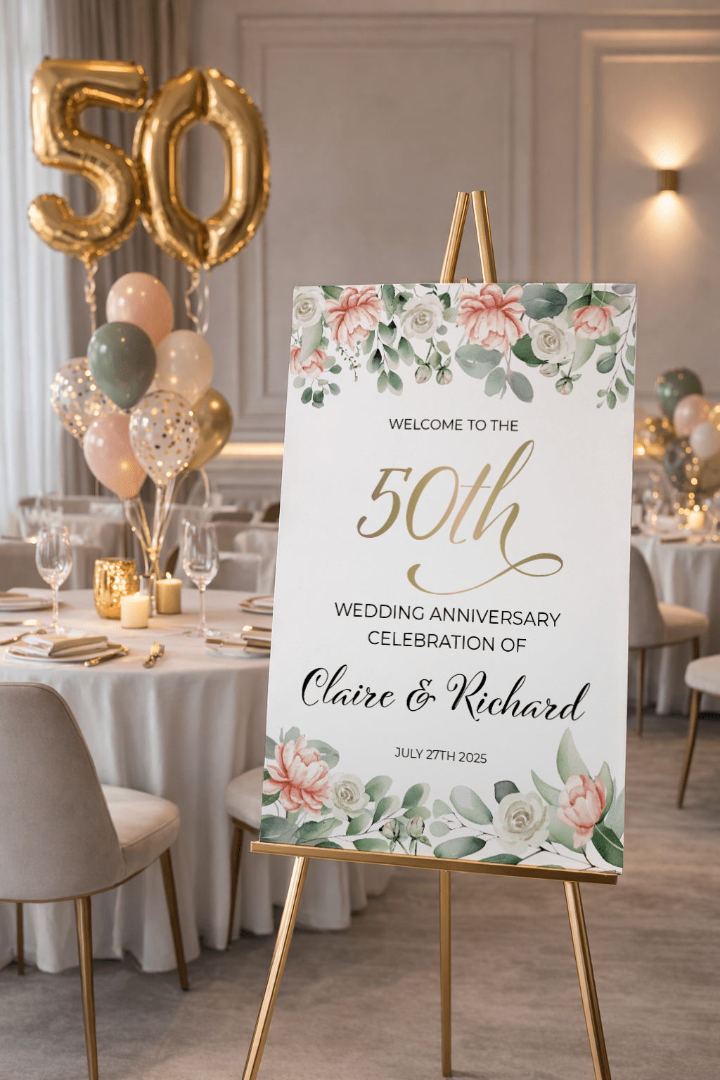 50th anniversary party entrance sign