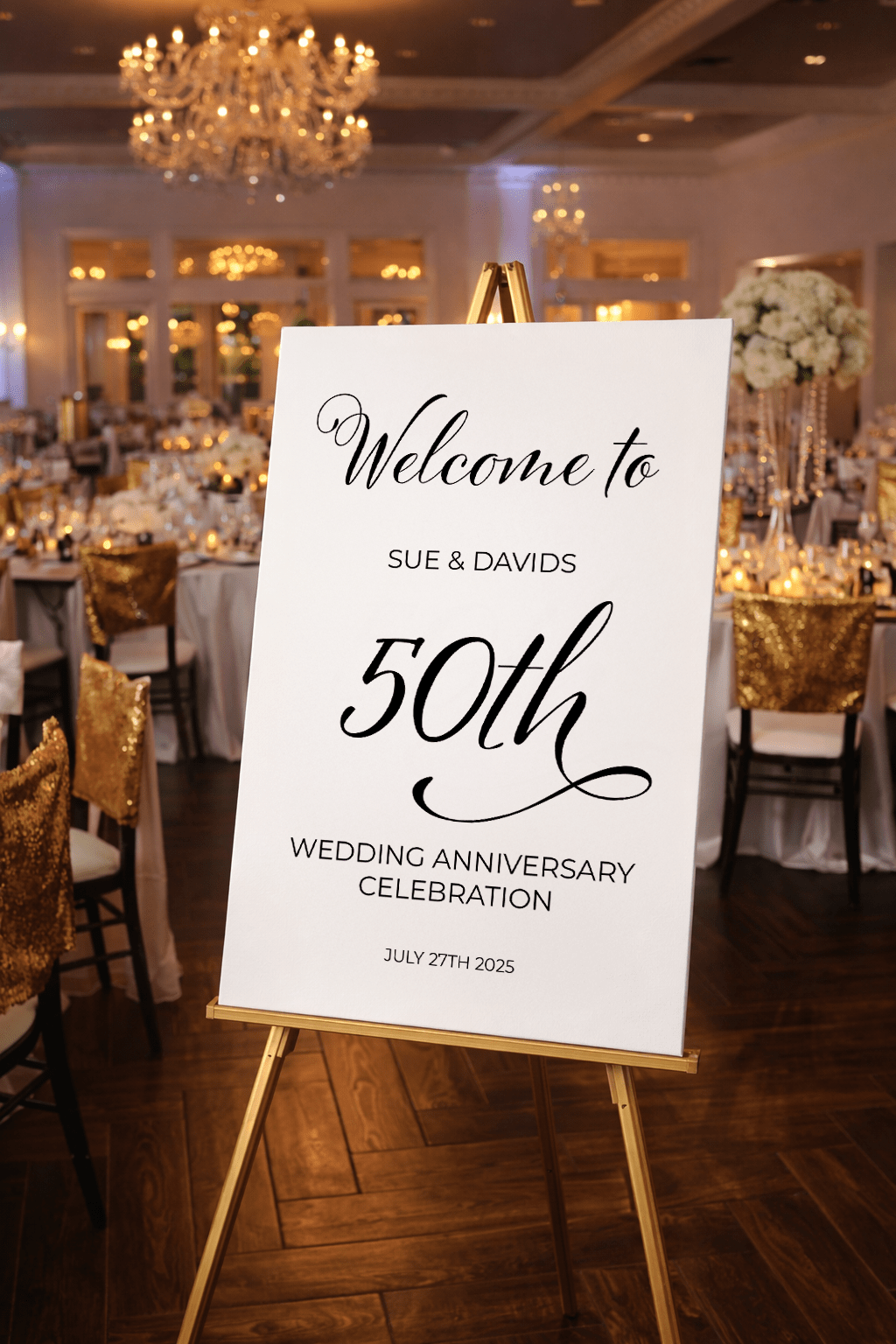 50th wedding anniversary welcome sign