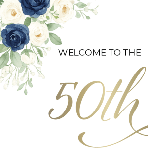 Blue Floral 50th Anniversary entrance Sign
