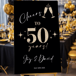 Cheers To 50 Years Anniversary Sign