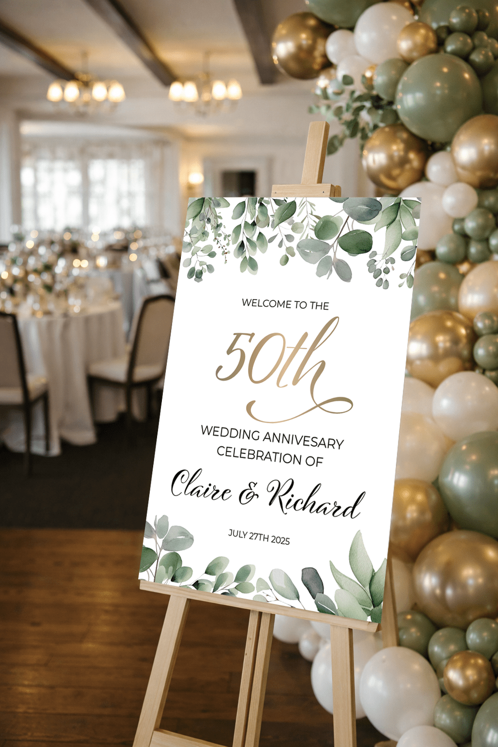 Eucalyptus 50th Anniversary Sign