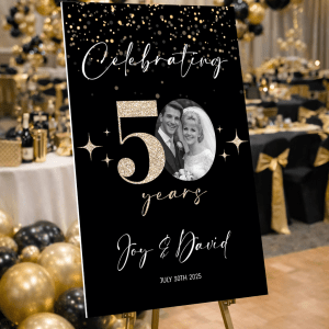 Golden 50th Anniversary Sign UK