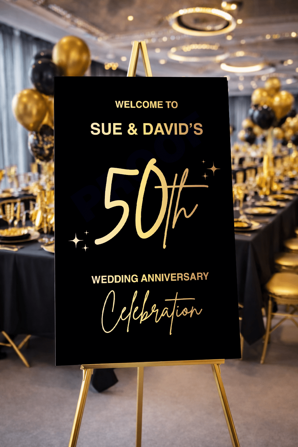 Golden Theme Anniversary Sign
