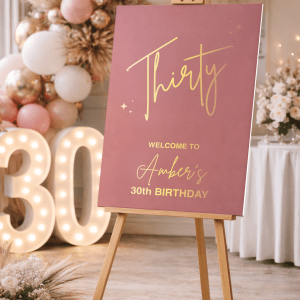 Pink and Gold 30th Birthday Welcome Sign