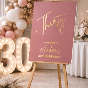 Pink and Gold 30th Birthday Welcome Sign