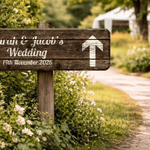 Rustic Wedding Direction Sign ahead
