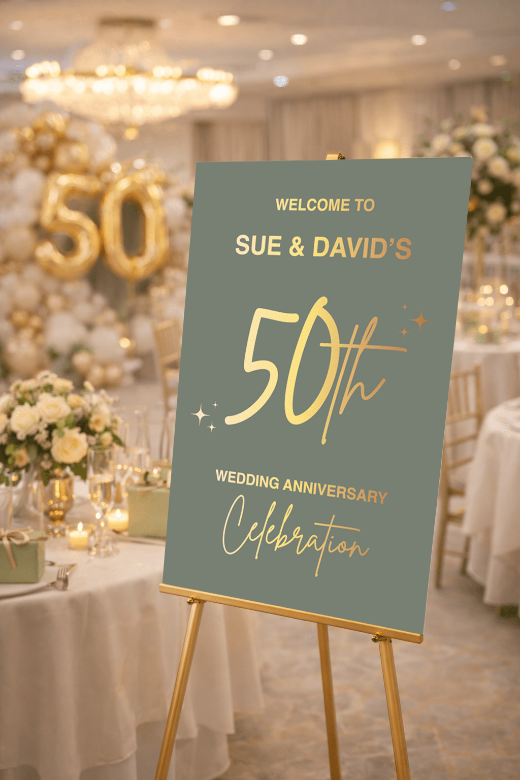 Stylish 50th anniversary sign