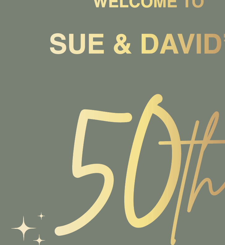 Stylish 50th Anniversary Sign in Sage Green With Gold Effect Text - Image 2