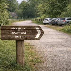 Wood Effect Wedding Direction Sign With Arrow