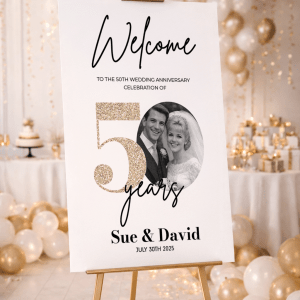 golden anniversary sign with photo