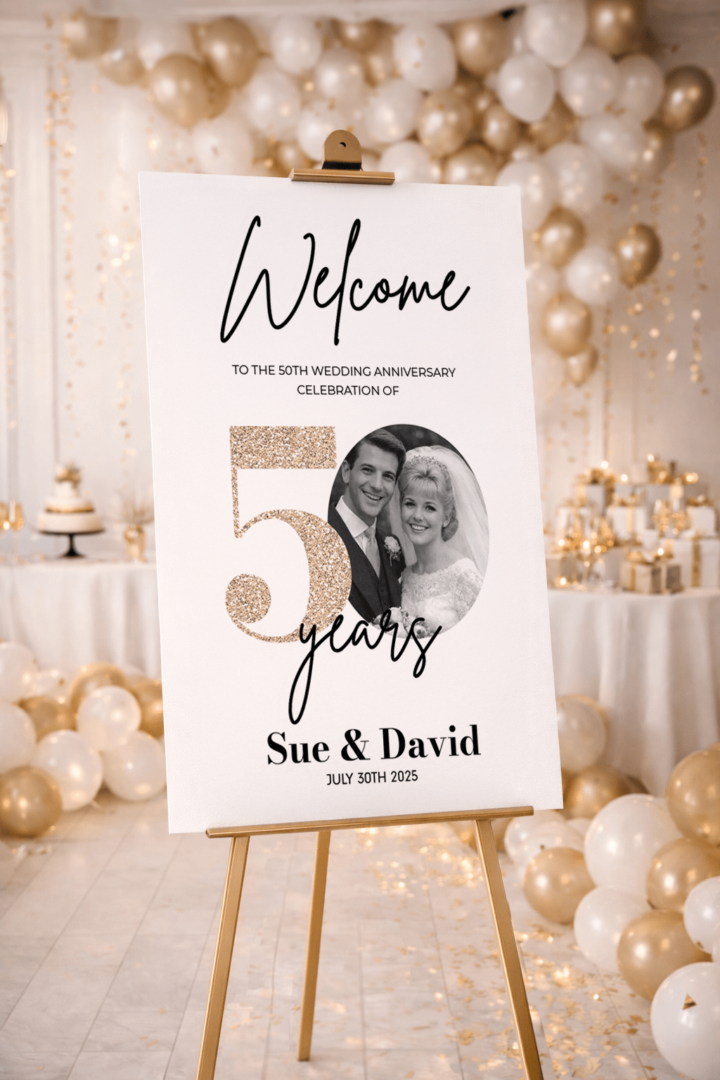 golden anniversary sign with photo