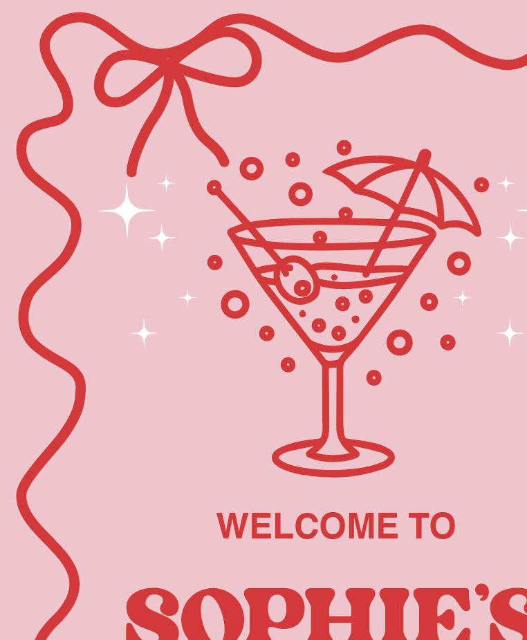 30th Birthday Party Sign – Retro Cocktail Welcome Board - Image 2
