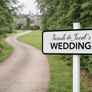 wedding street sign straight ahead