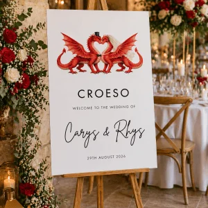 Welsh Wedding Sign Croeso Personalised Welcome Board