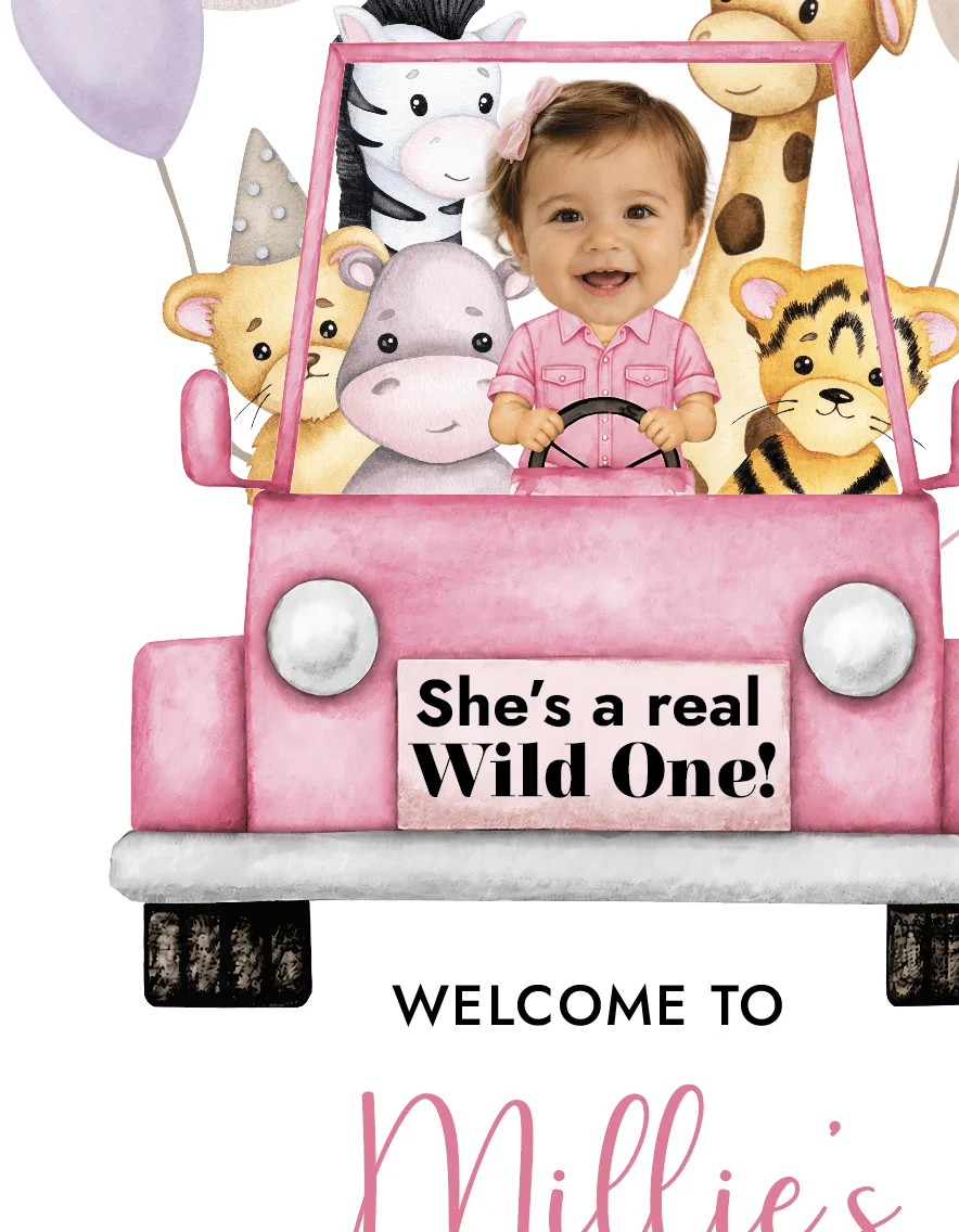 Wild One Sign For Girls First Birthday Welcome Board - Image 2