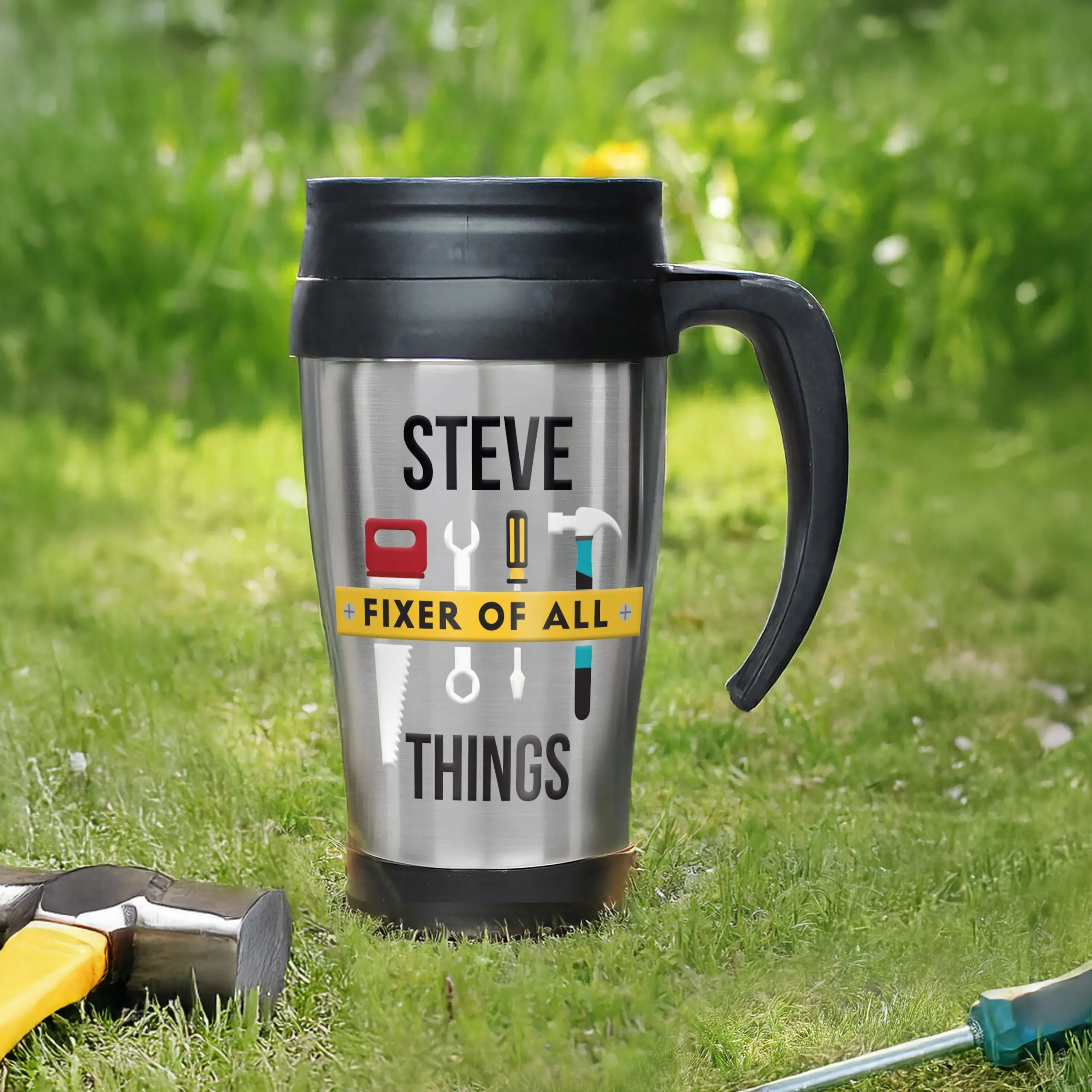 construction workers travel mug