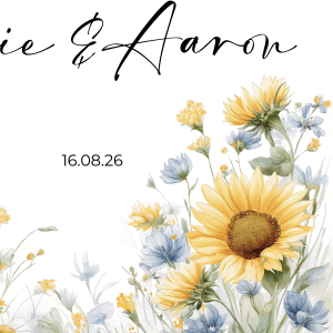 Blue Wildflower and Sunflower Wedding Board