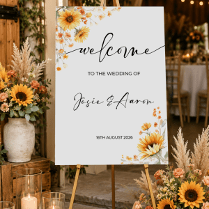 Burnt Orange Sunflower Wedding Sign