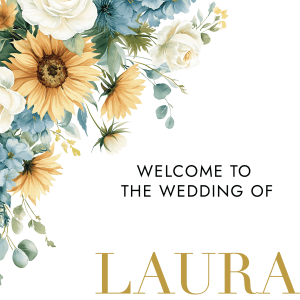 Dusty Blue and Sunflower Wedding Board