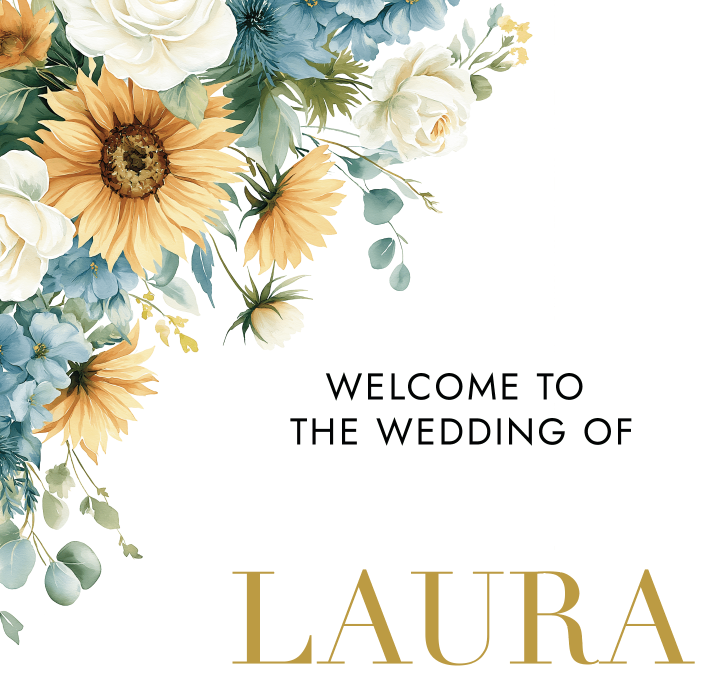 Dusty Blue and Sunflower Wedding Board