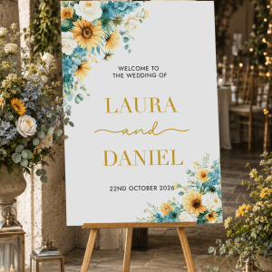 Dusty Blue and Sunflower Wedding Sign