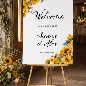 elegant sunflower wedding sign