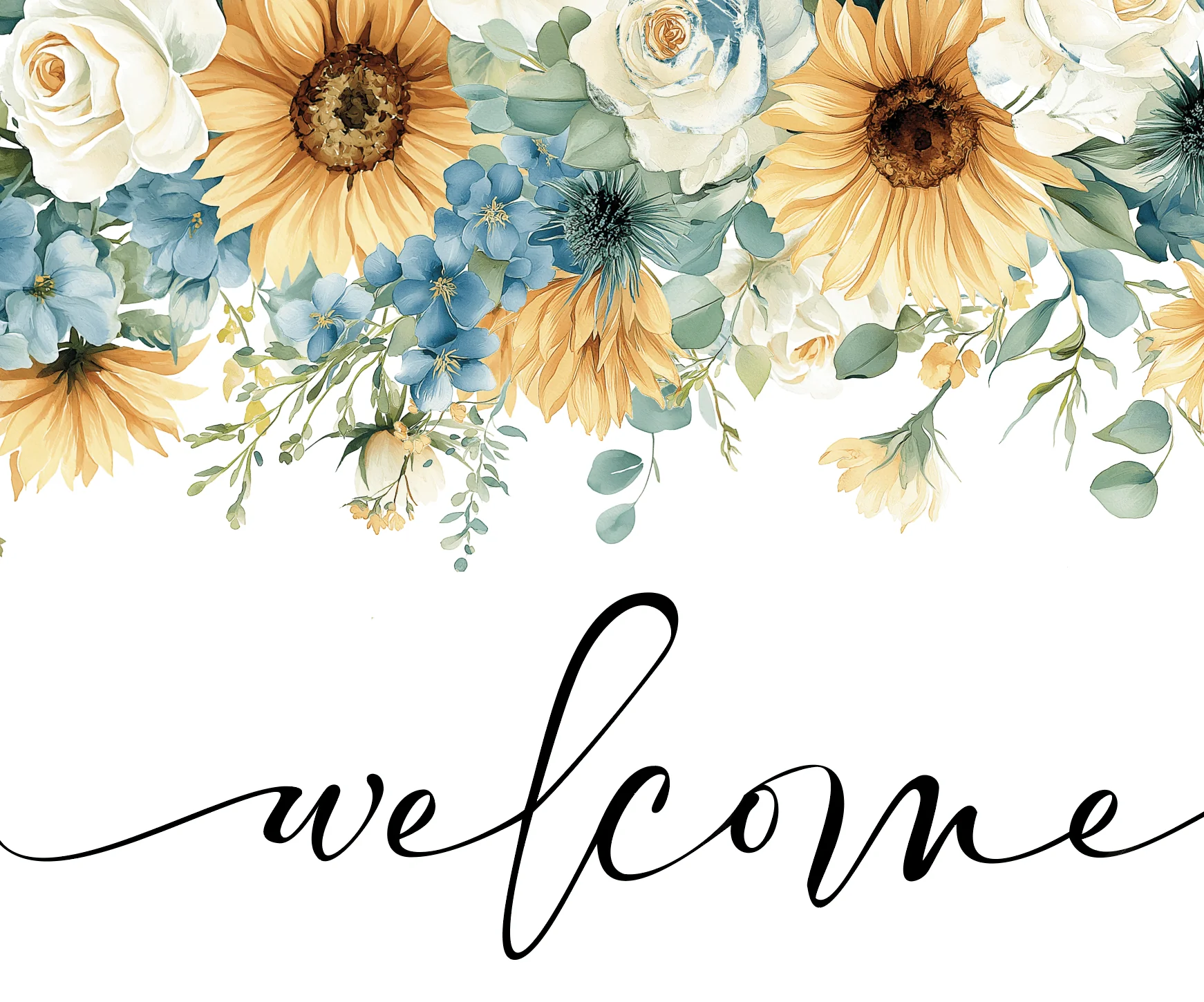 sunflower and blue wedding board