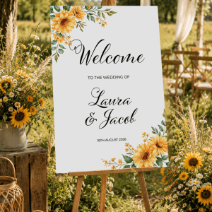 sunflower and wildflowers wedding sign
