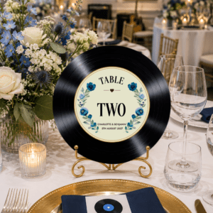 Blue Floral Vinyl Record Table Numbers