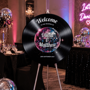 Disco Ball Wedding Vinyl Record Sign