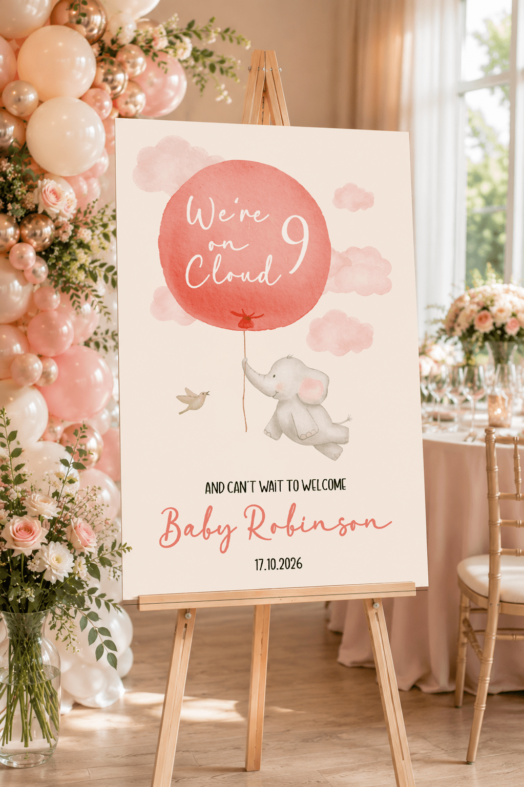 On Cloud 9 Baby Shower Welcome Sign
