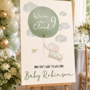 On Cloud 9 Neutral Baby Shower Welcome Sign